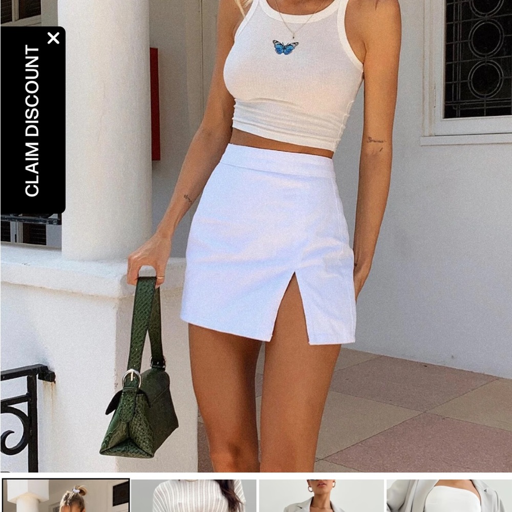 White Mini Skirt princess polly- US 4